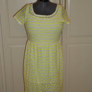 MAISON JULES Women's Short-Sleeved Yellow & White Dress Striped (Size S) NWT!!!